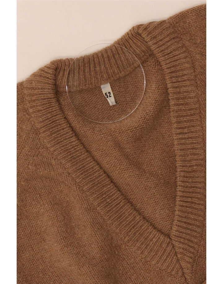 vintage Homme Col V Pull Pull IT 52 Grand Marron