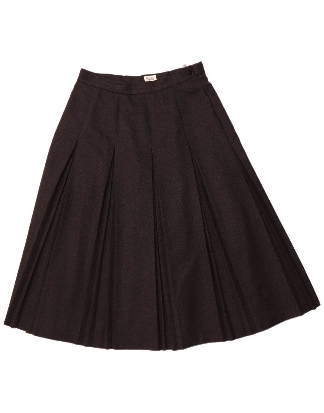 VIYELLA Jupe plissée pour femme UK 16 Large W32 Gris Laine Vierge