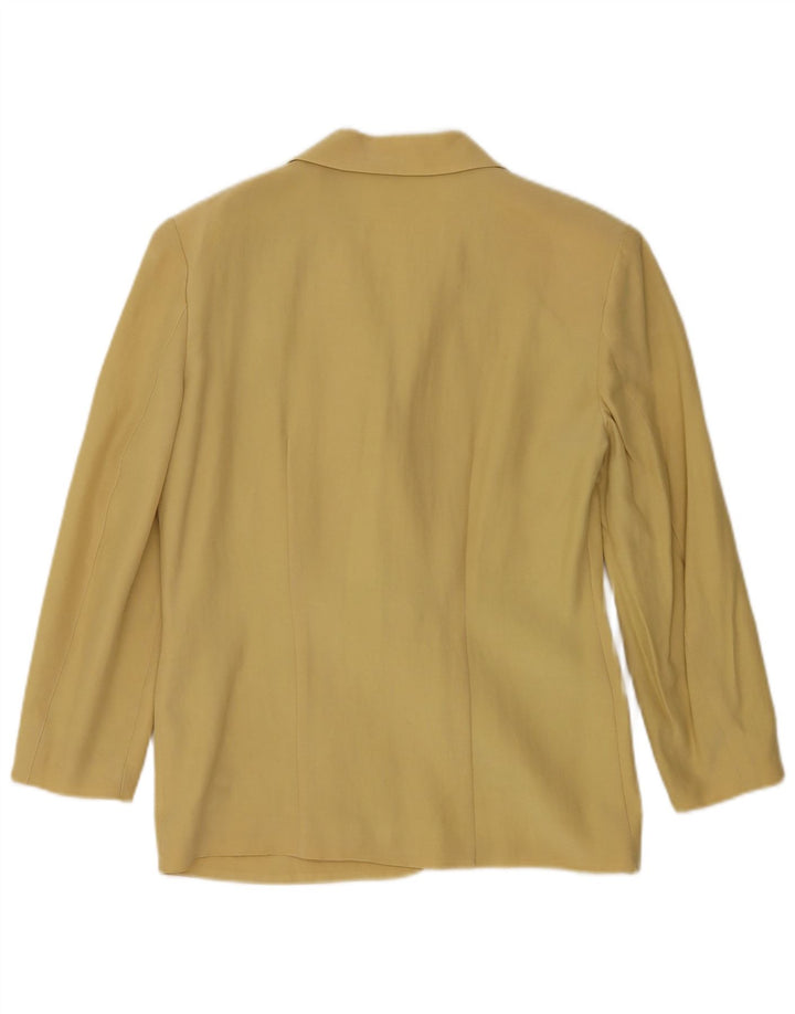 vintage Femme 3/4 Manches Blazer Veste IT 42 Laine Jaune Moyen