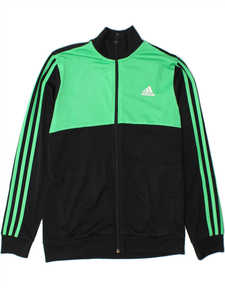 ADIDAS Boys Tracksuit Top Jacket 13-14 Years Black Colourblock Polyester Vintage Adidas and Second-Hand Adidas from Messina Hembry 