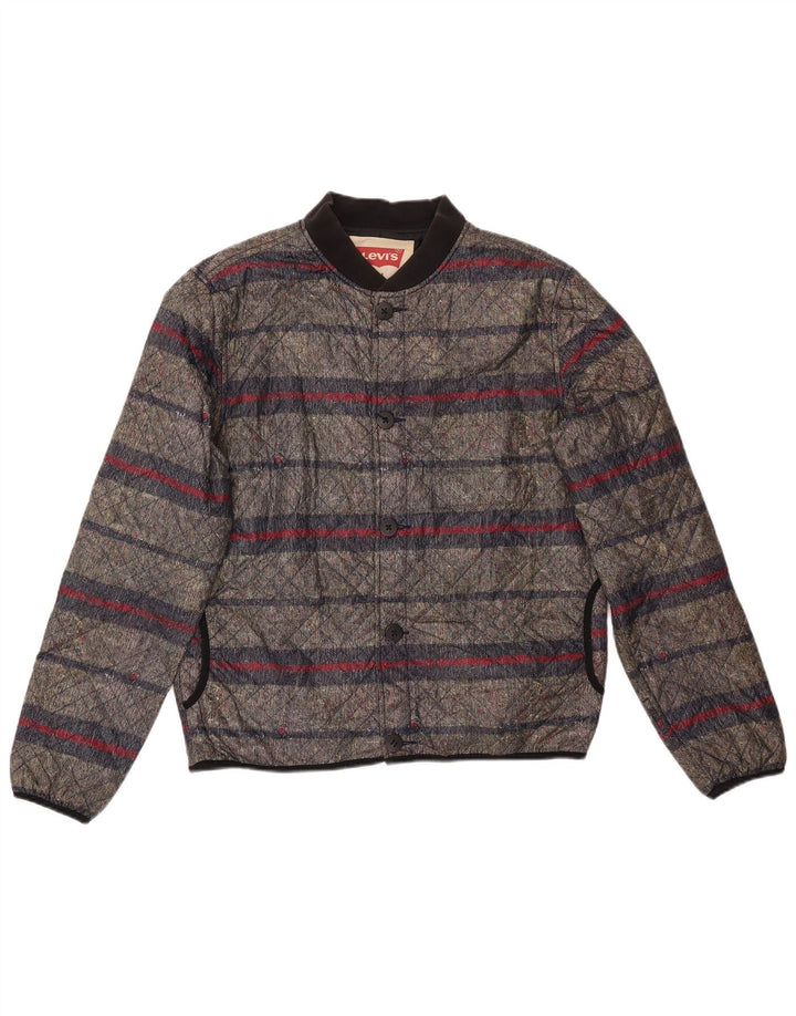 Levi's Veste matelassée pour homme UK 40 Large Gris Rayé Coton
