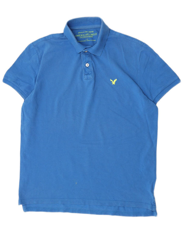 American Eagle Polo à manches courtes pour homme Coupe athlétique en coton Bleu Taille L
