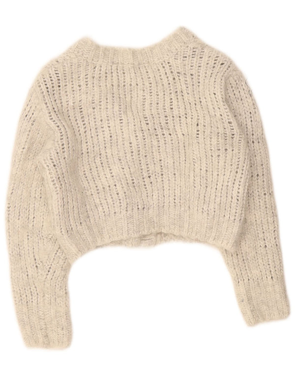 Zara Womens Crop Cardigan Sweater UK 10 Petit Nylon Gris