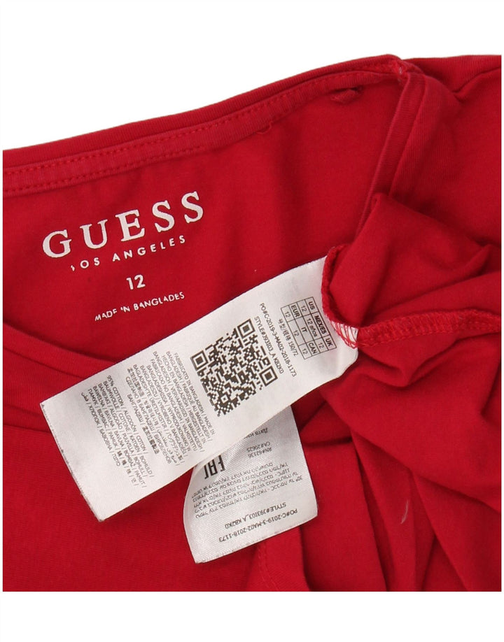 GUESS Haut graphique à manches longues pour filles 11-12 ans Rouge Coton