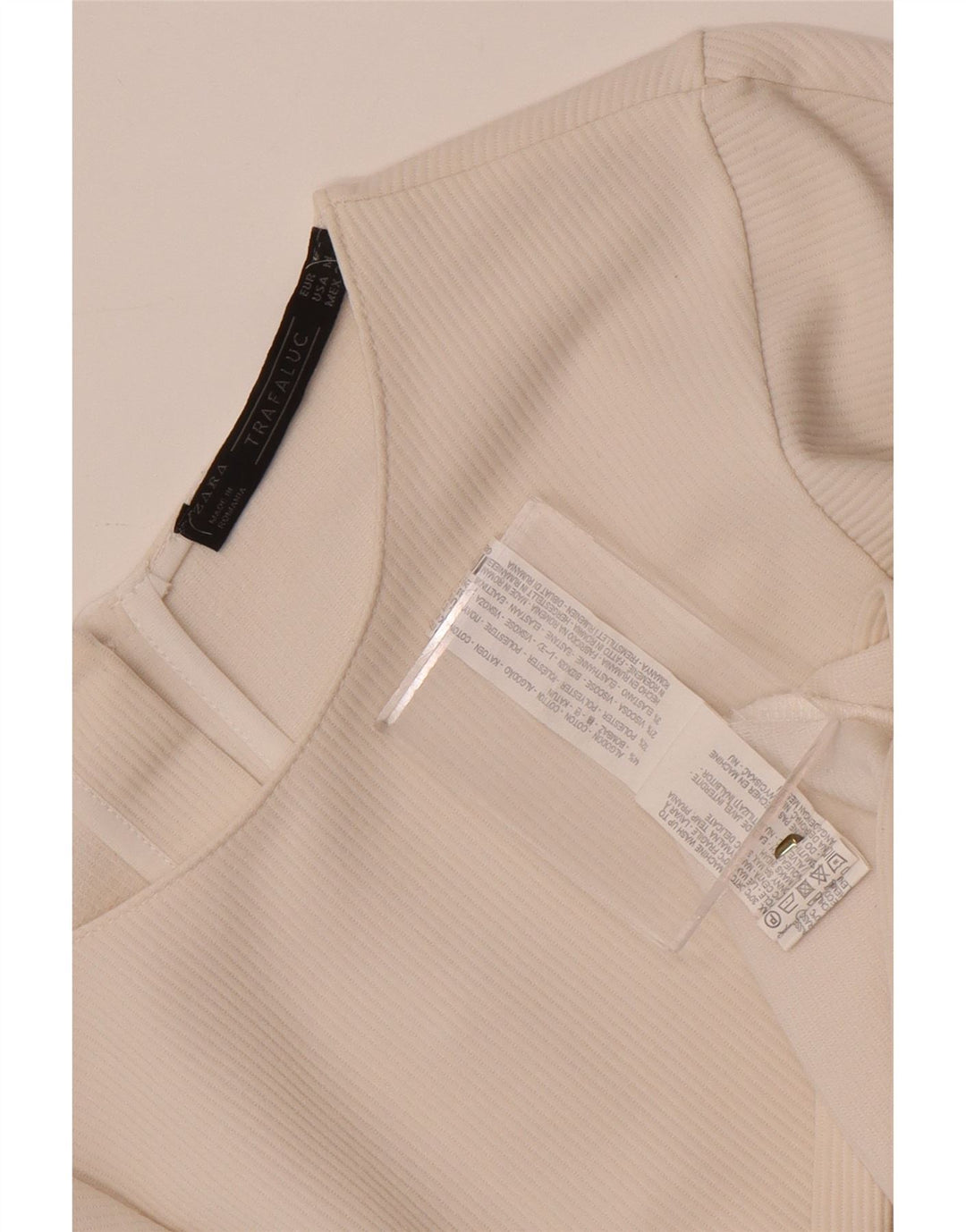 Zara Femme Chemisier Top UK 14 Moyen Blanc Coton
