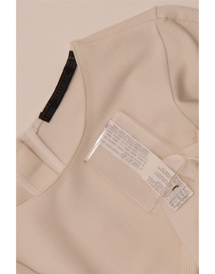 Zara Femme Chemisier Top UK 14 Moyen Blanc Coton