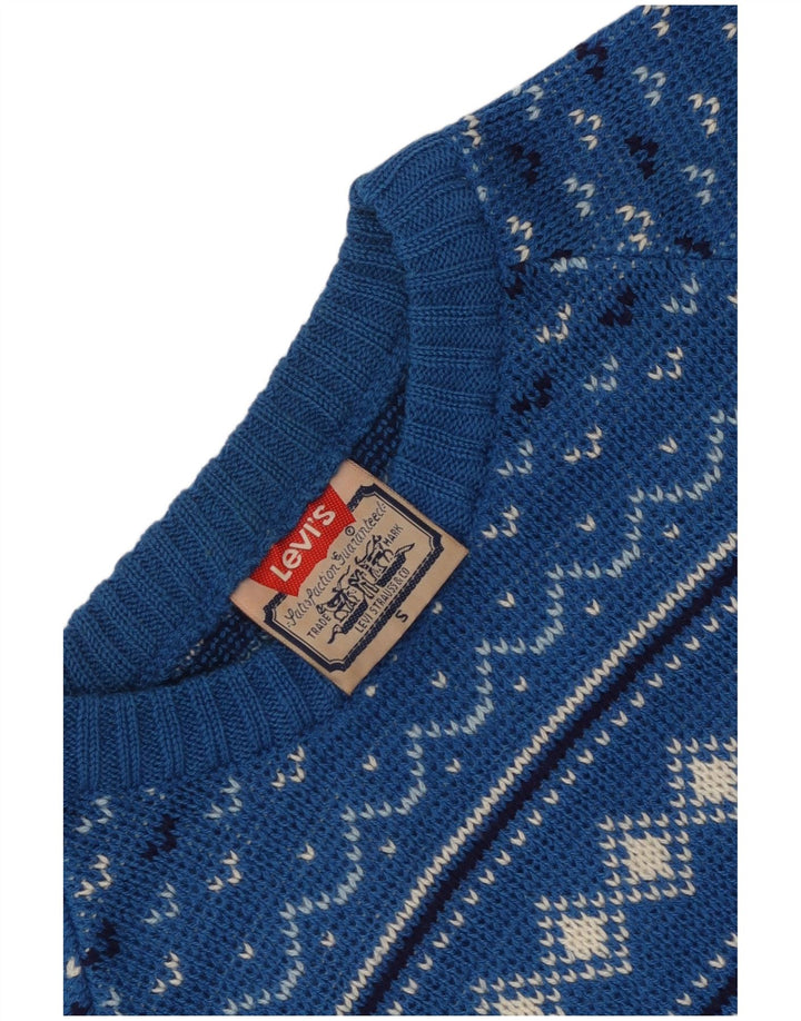 Levi's Pull Crew Neck Jumper Homme Bleu Géométrique Acrylique