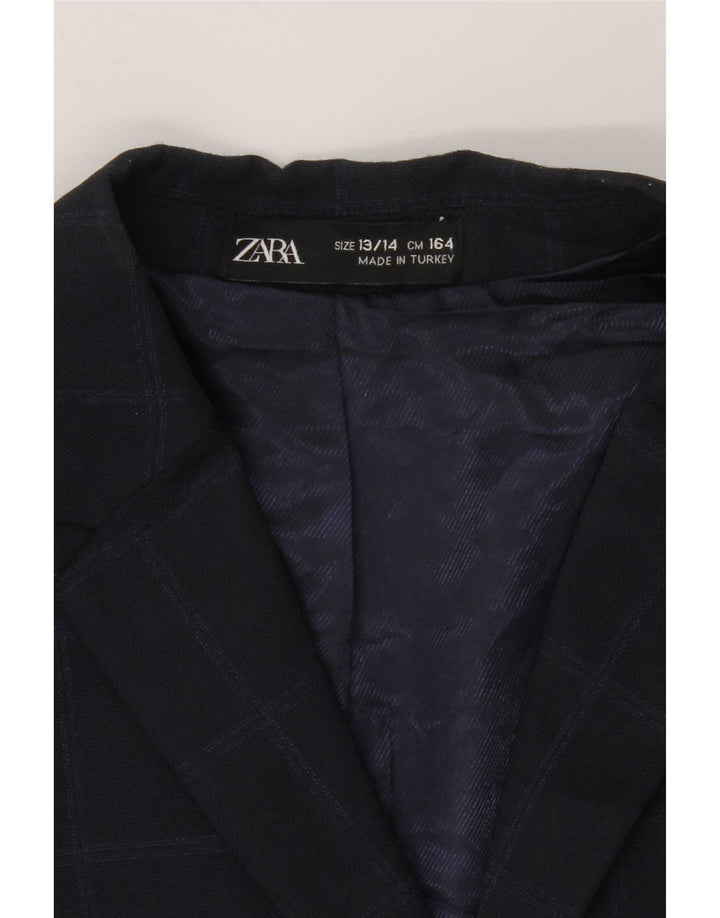 Zara Veste Blazer 2 Boutons Garçon 13-14 ans Bleu Marine à Carreaux Polyester