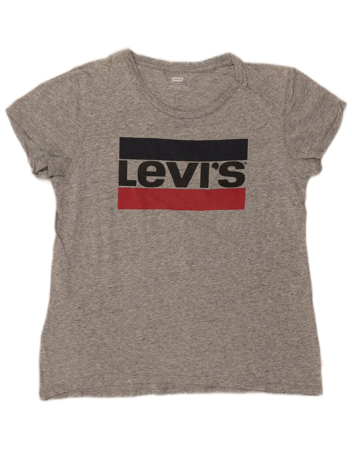 LEVI'S T-shirt graphique pour femme UK 12 Gris moyen moucheté