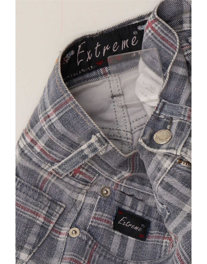 Extreme Jeans Fuselé Femme W26 L29 Bleu Carreaux Coton