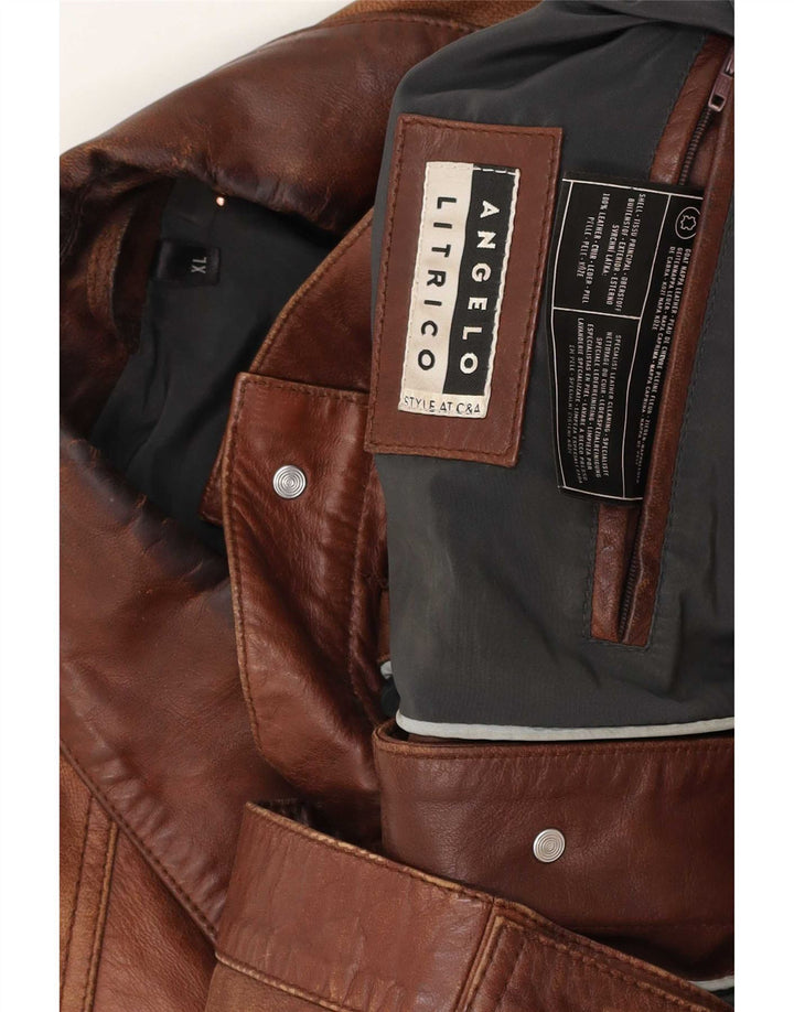 Angelo Litrico Mens By C&A Bomber Veste en cuir UK 42 XL Marron