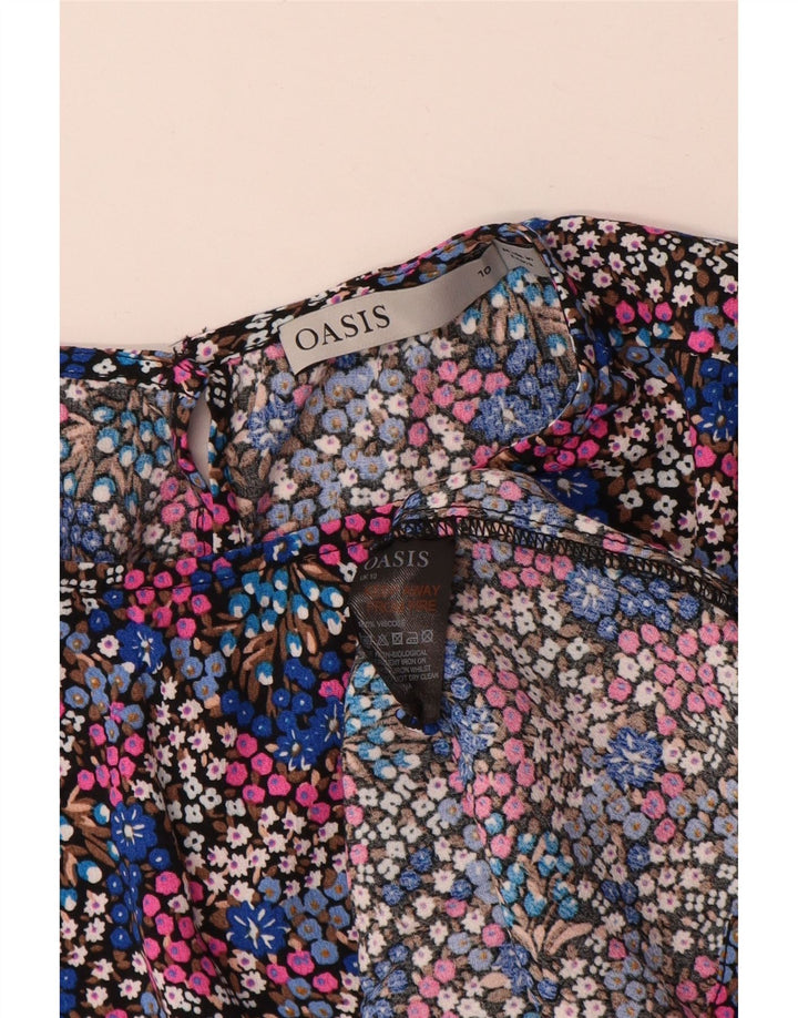 Oasis Chemisier Femme UK 10 Petite Viscose Florale Multicolore