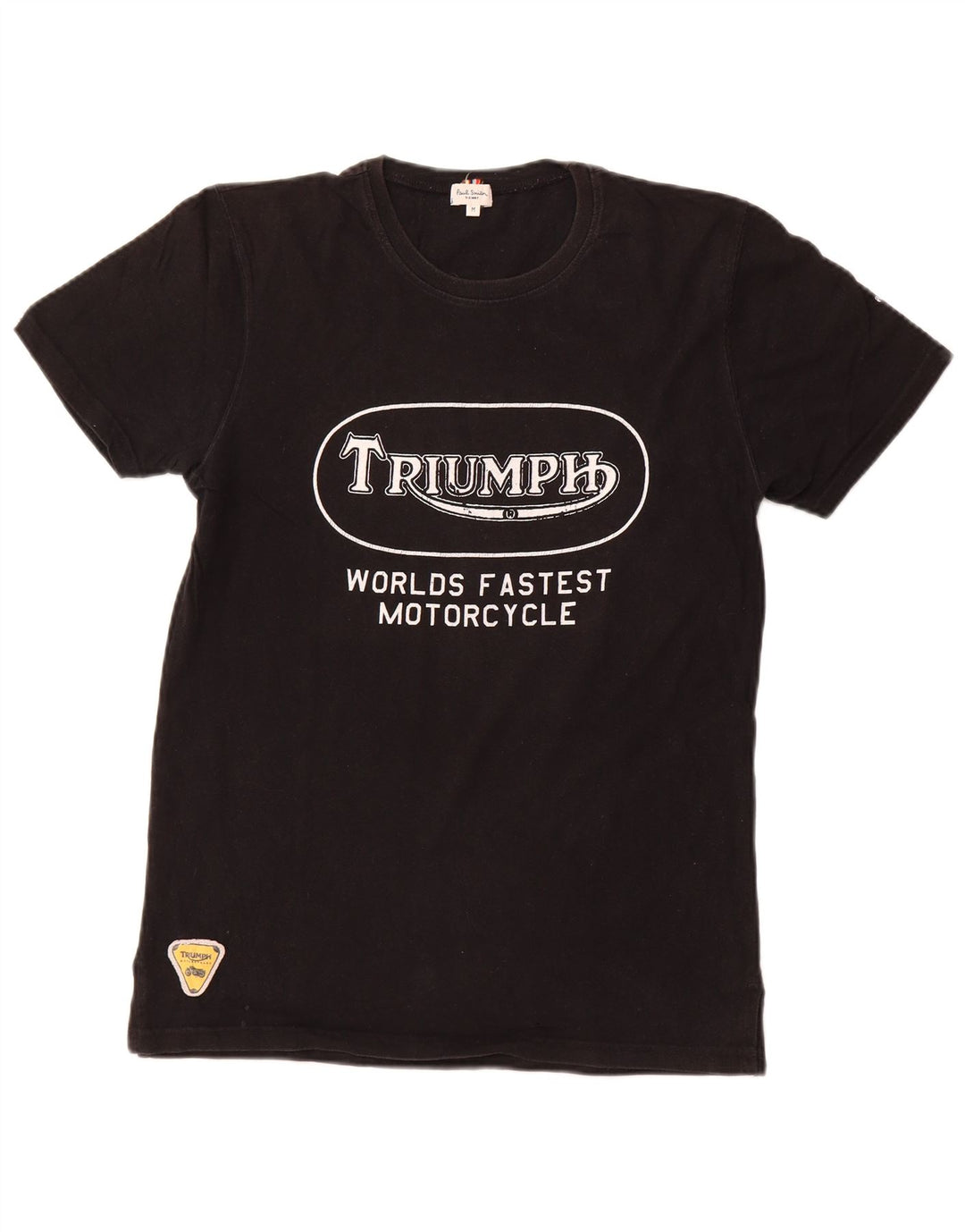 PAUL SMITH T-shirt graphique Triumph pour femme UK 12 en coton noir moyen