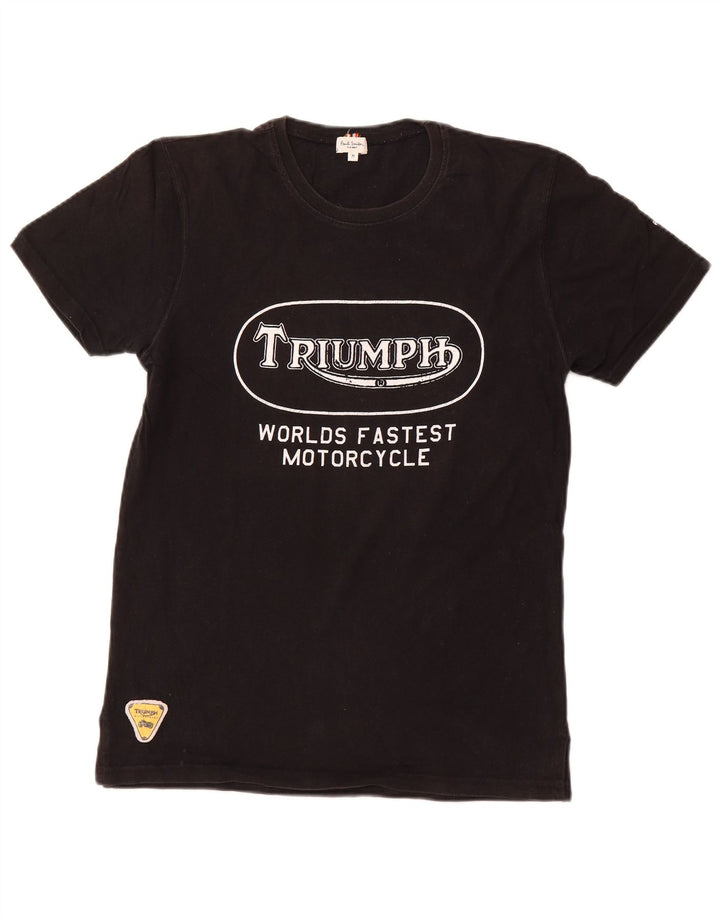 PAUL SMITH T-shirt graphique Triumph pour femme UK 12 en coton noir moyen