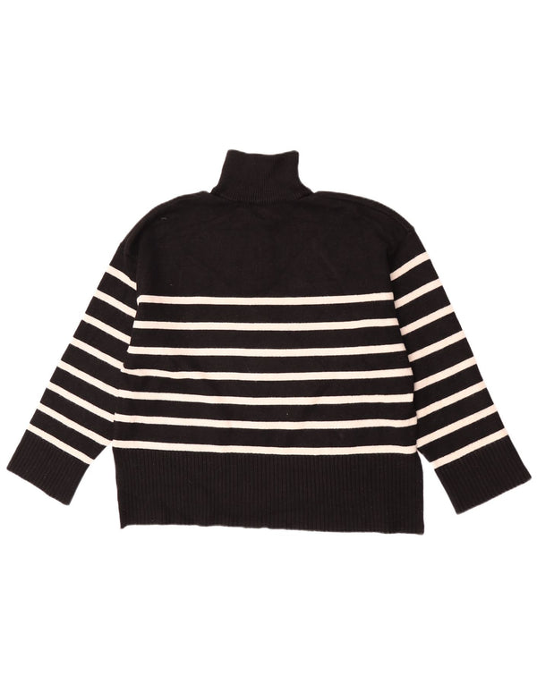 Zara Pull surdimensionné à col zippé pour femme UK 10 Petit rayé noir