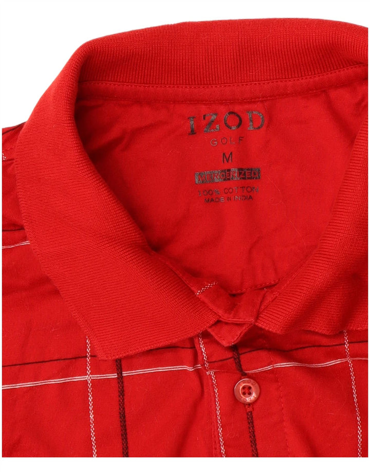 IZOD Polo de golf homme en coton à carreaux rouge moyen