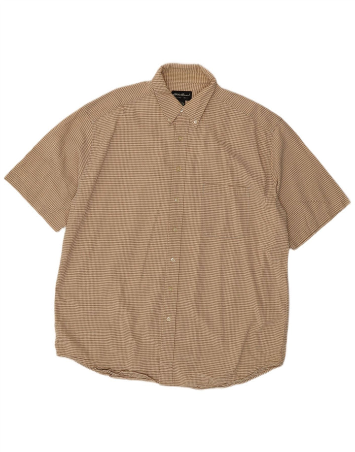 EDDIE BAUER Chemise à manches courtes pour homme XL en coton à carreaux beige