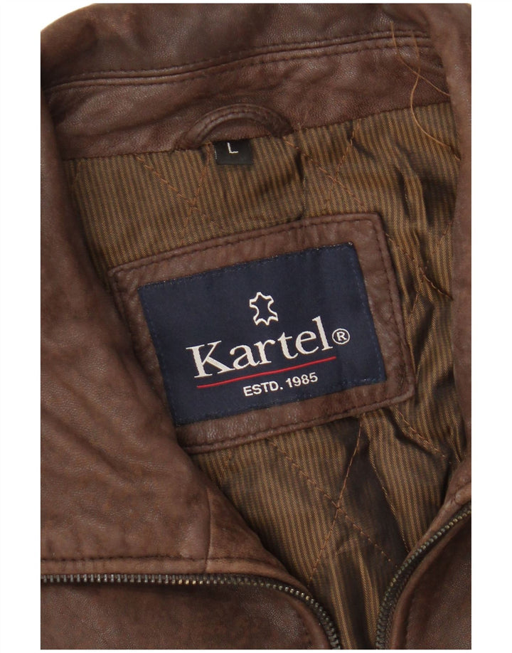 Kartel Veste en cuir pour homme UK 40 Grand cuir marron