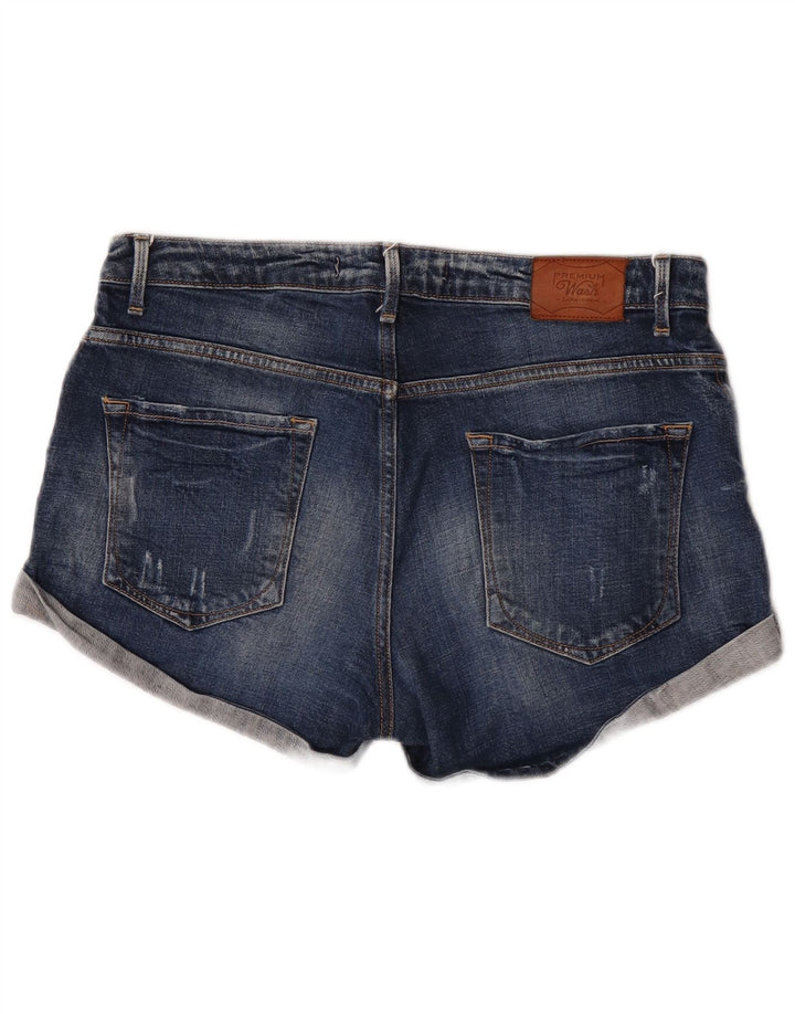 Zara Short en jean pour femme EU 40 Medium W30 Bleu marine Coton