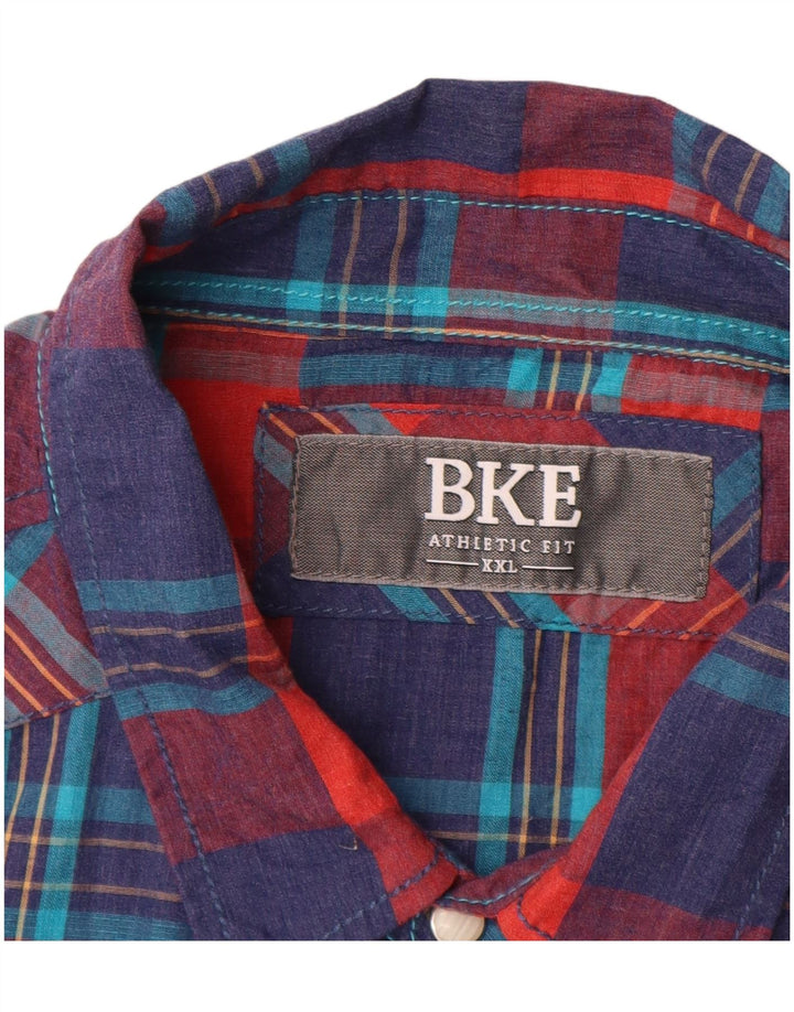 BKE Chemise athlétique pour homme 2XL en coton à carreaux bleu marine