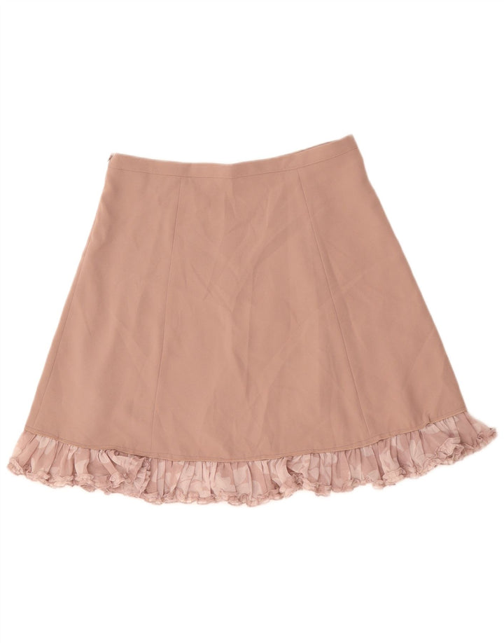 BENETTON Jupe trapèze pour femme UK 14 Large W34 Rose Floral Polyester