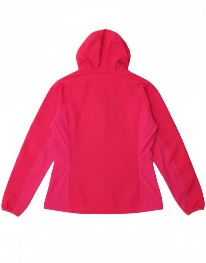 COLUMBIA Womens Hooded Rain Jacket UK 12 Medium Pink Colourblock Polyester