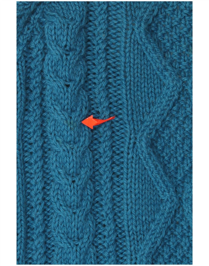 VINTAGE Femme 3/4 Manches Cardigan Pull UK 16 Grand Bleu