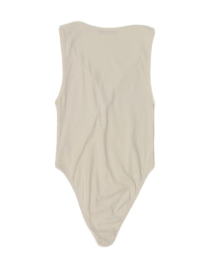 ZARA Womens Sleeveless Bodysuit UK 12 Medium White Polyester Vintage Zara and Second-Hand Zara from Messina Hembry 