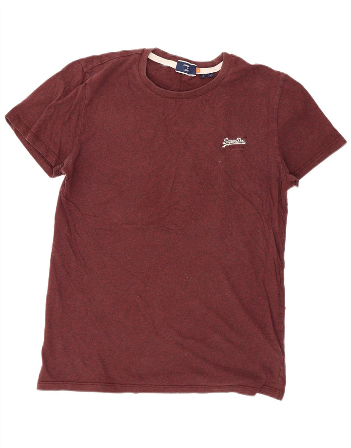 SUPERDRY Mens T-Shirt Top Medium Burgundy Cotton