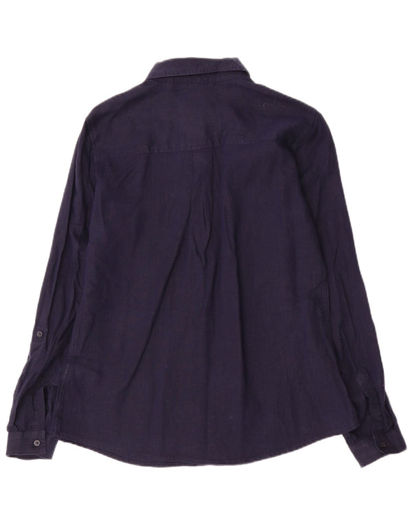 Marks & Spencer Chemise Femme UK 10 Petit Lin Bleu Marine