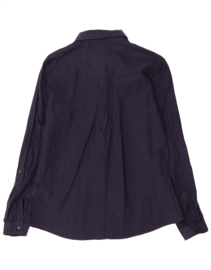 Marks & Spencer Chemise Femme UK 10 Petit Lin Bleu Marine