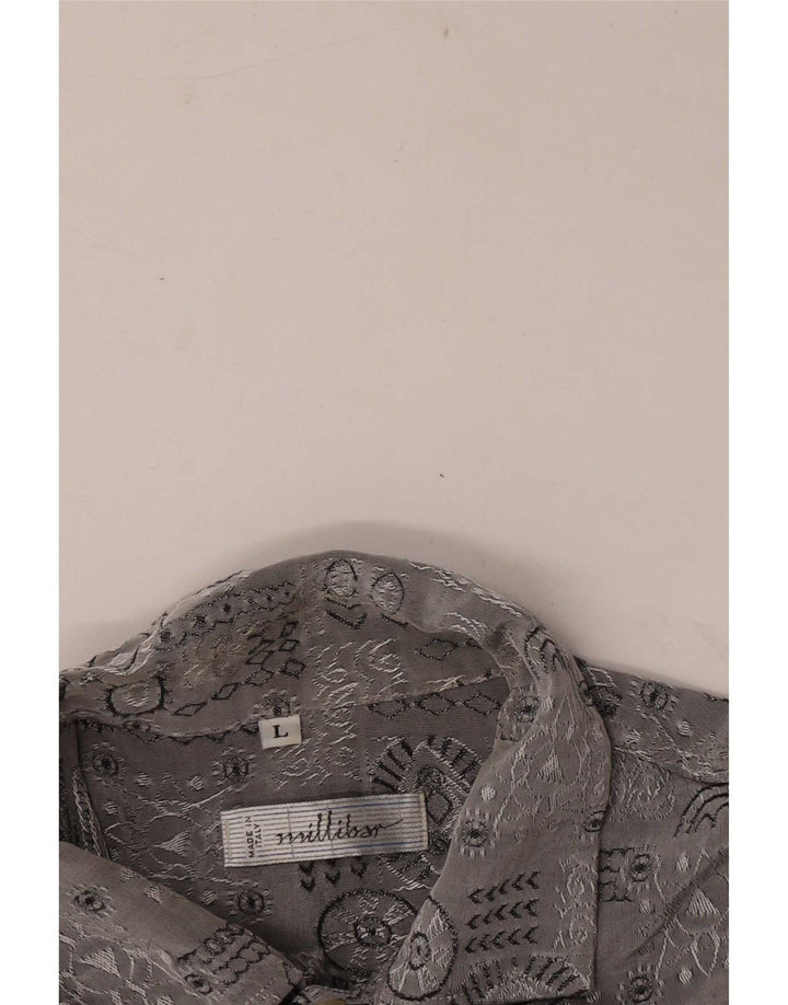 Millibar Chemise à Manches Courtes Homme Grand Gris Géométrique