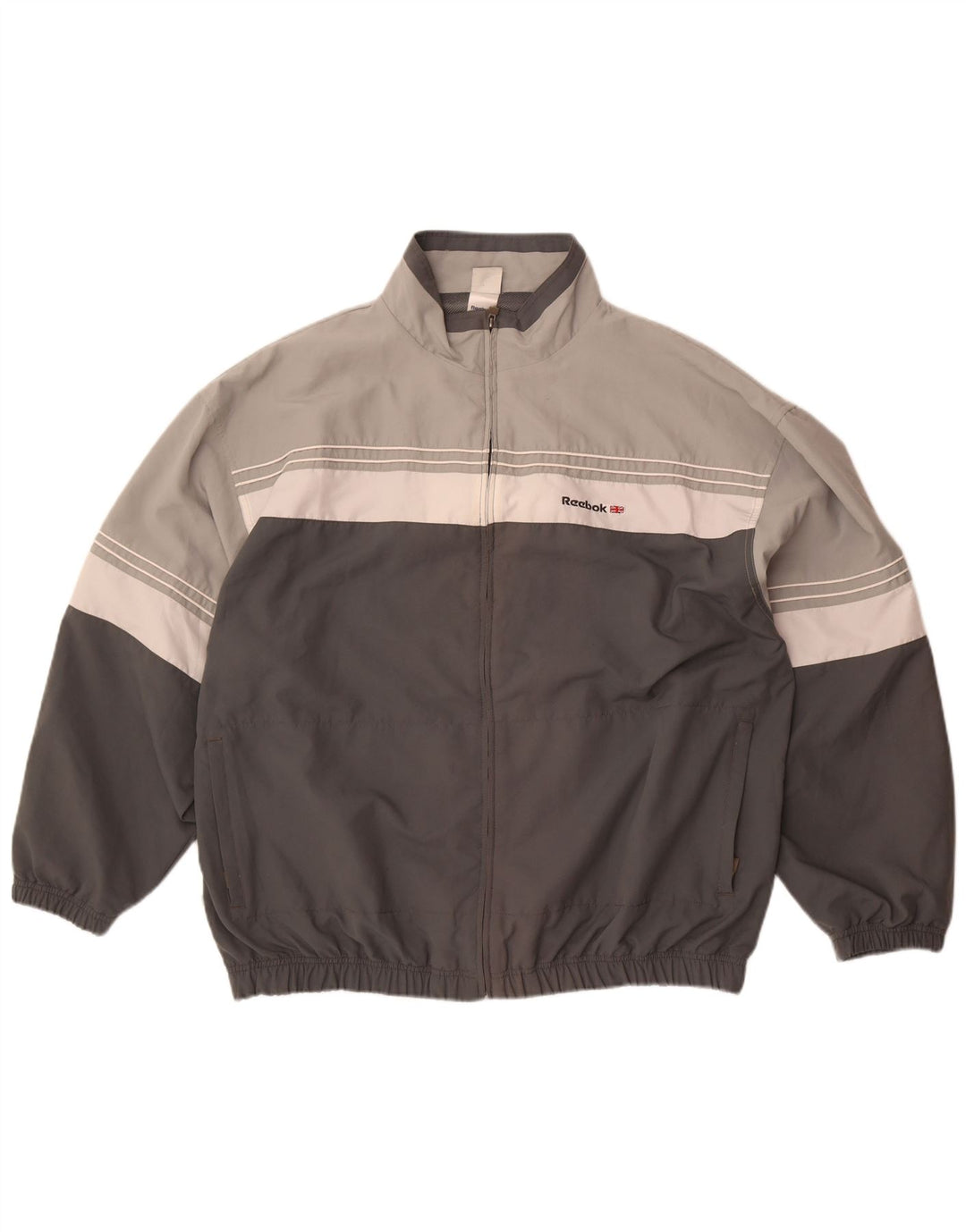 Reebok Veste de Survêtement Graphique Homme Large Gris Colorblock Polyester