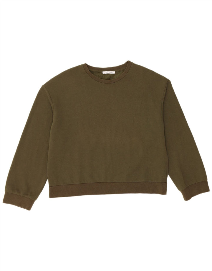 Zara Sweat-shirt surdimensionné pour femme UK 10 Petit coton kaki