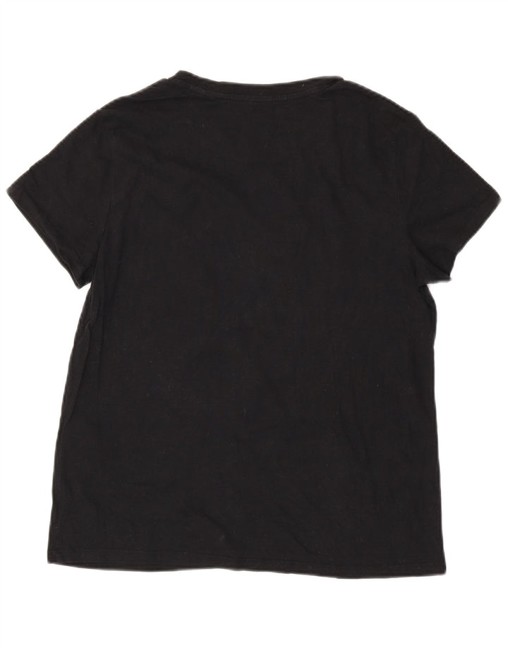 LEVI'S T-Shirt Femme UK 12 Noir Moyen Coton
