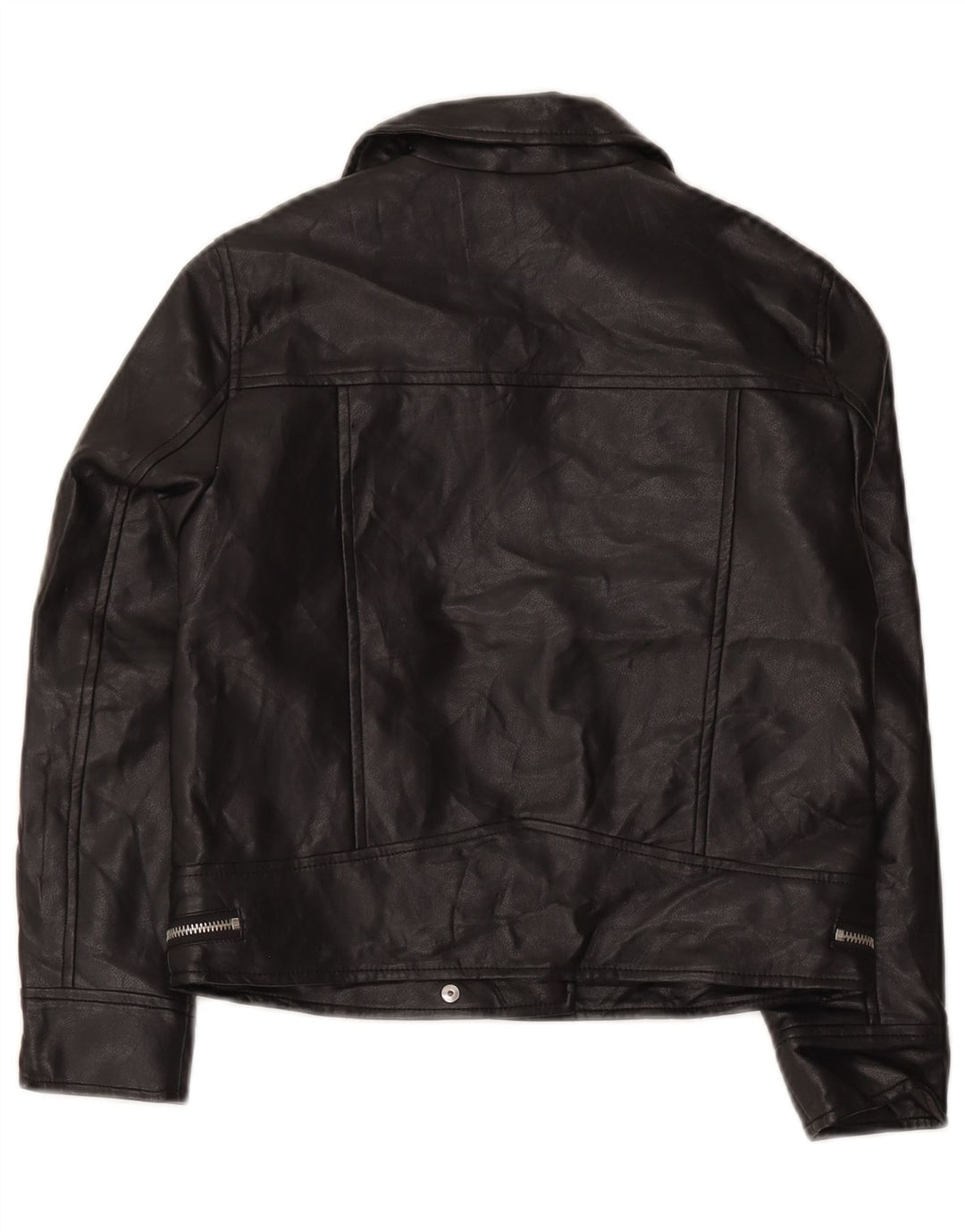 Zara Veste de motard en similicuir fille 9-10 ans Noir Polyester