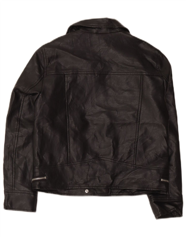Zara Veste de motard en similicuir fille 9-10 ans Noir Polyester