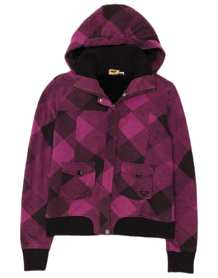 Roxy Bomber à capuche pour femme UK 12 en coton à carreaux violet moyen