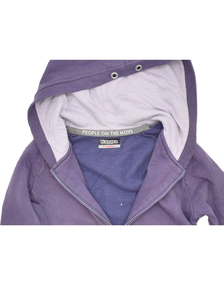 KAPPA Womens Oversized Zip Hoodie Sweater UK 6 XS Purple Cotton | Vintage | Thrift | Second-Hand | Used Clothing | Messina Hembry 