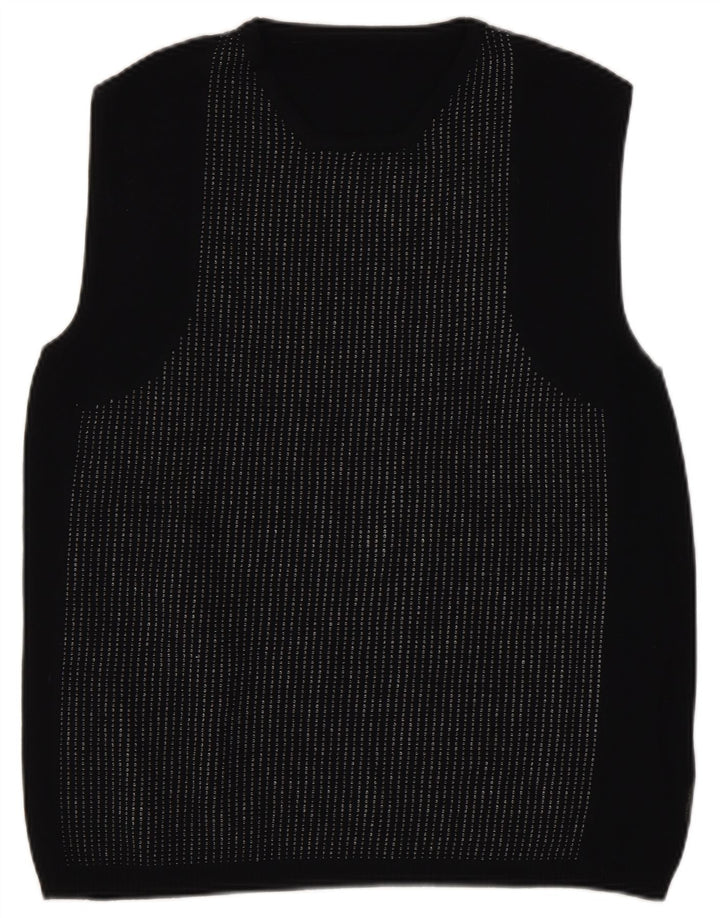 vintage Womens Vest Débardeur UK 14 Grand Noir