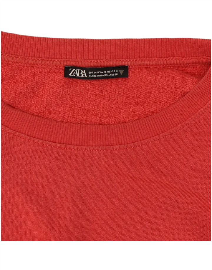 ZARA Femme Crop Sweatshirt Jumper UK 14 Rouge Moyen