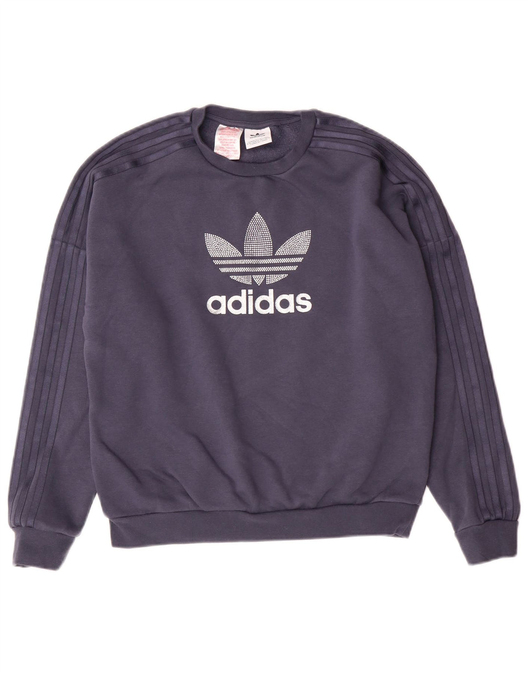 ADIDAS Sweat-shirt graphique pour femme UK 12 Bleu marine moyen en coton