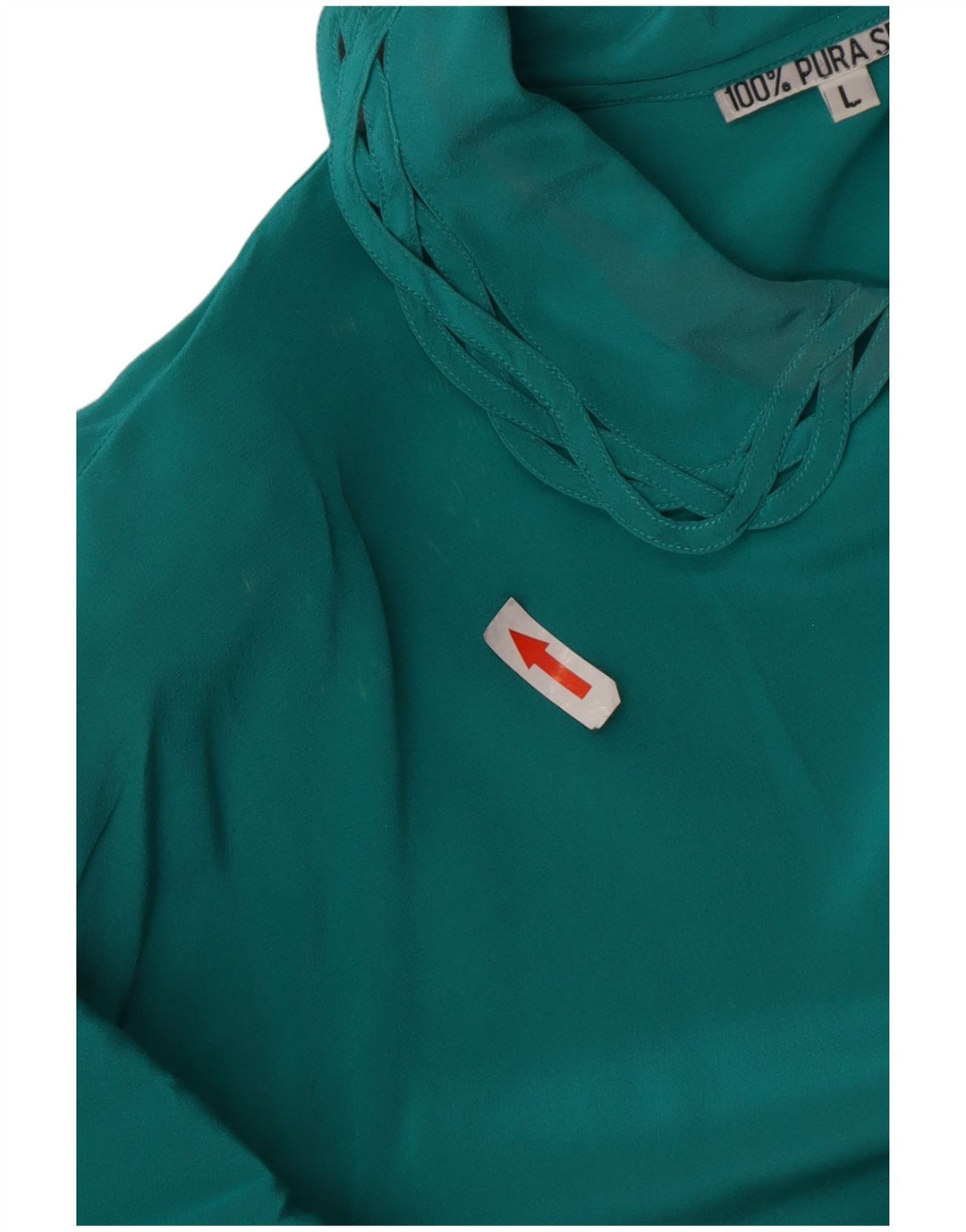 vintage Femme Chemise Blouse UK 16 Grande Soie Verte