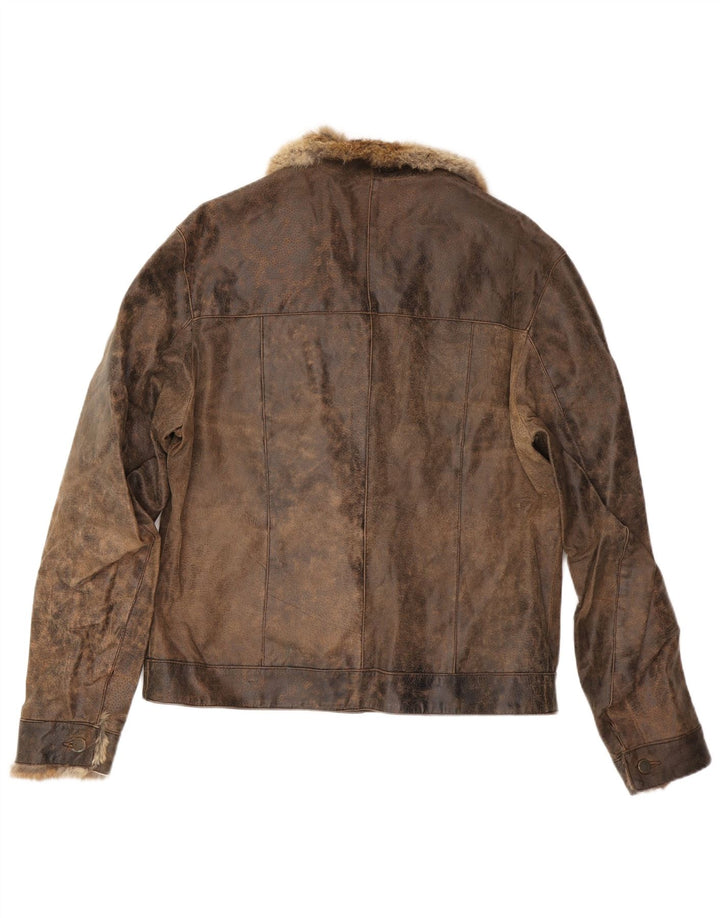 MAYS Veste en cuir pour homme UK 40 Grand cuir marron