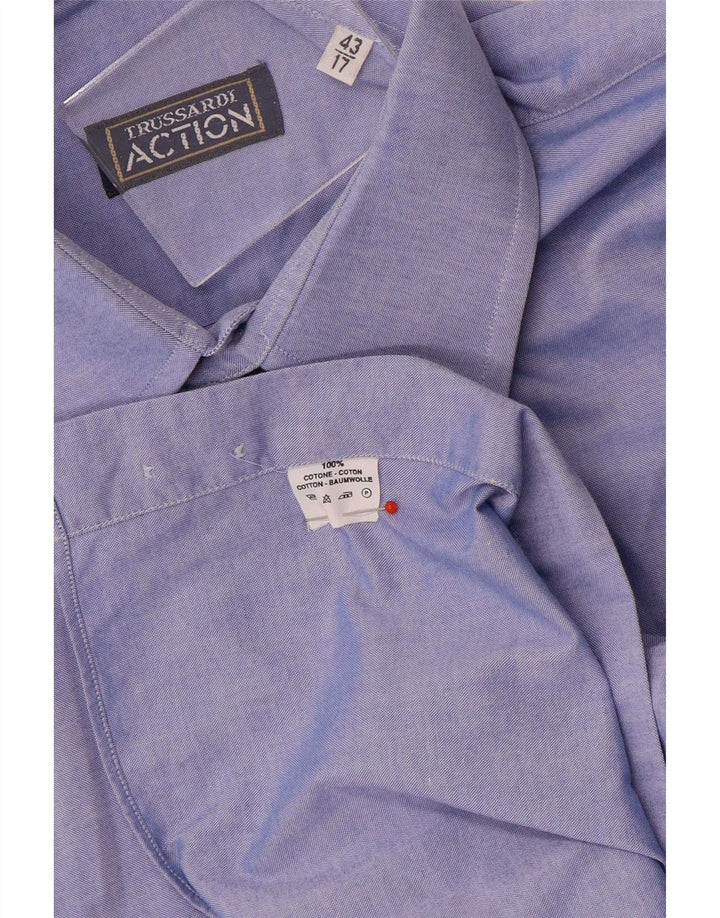 Trussardi Chemise Homme Taille 43 17 XL Bleu Coton