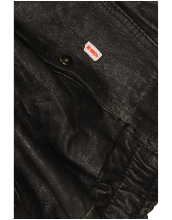 VINTAGE Mens Leather Jacket UK 44 2XL Black