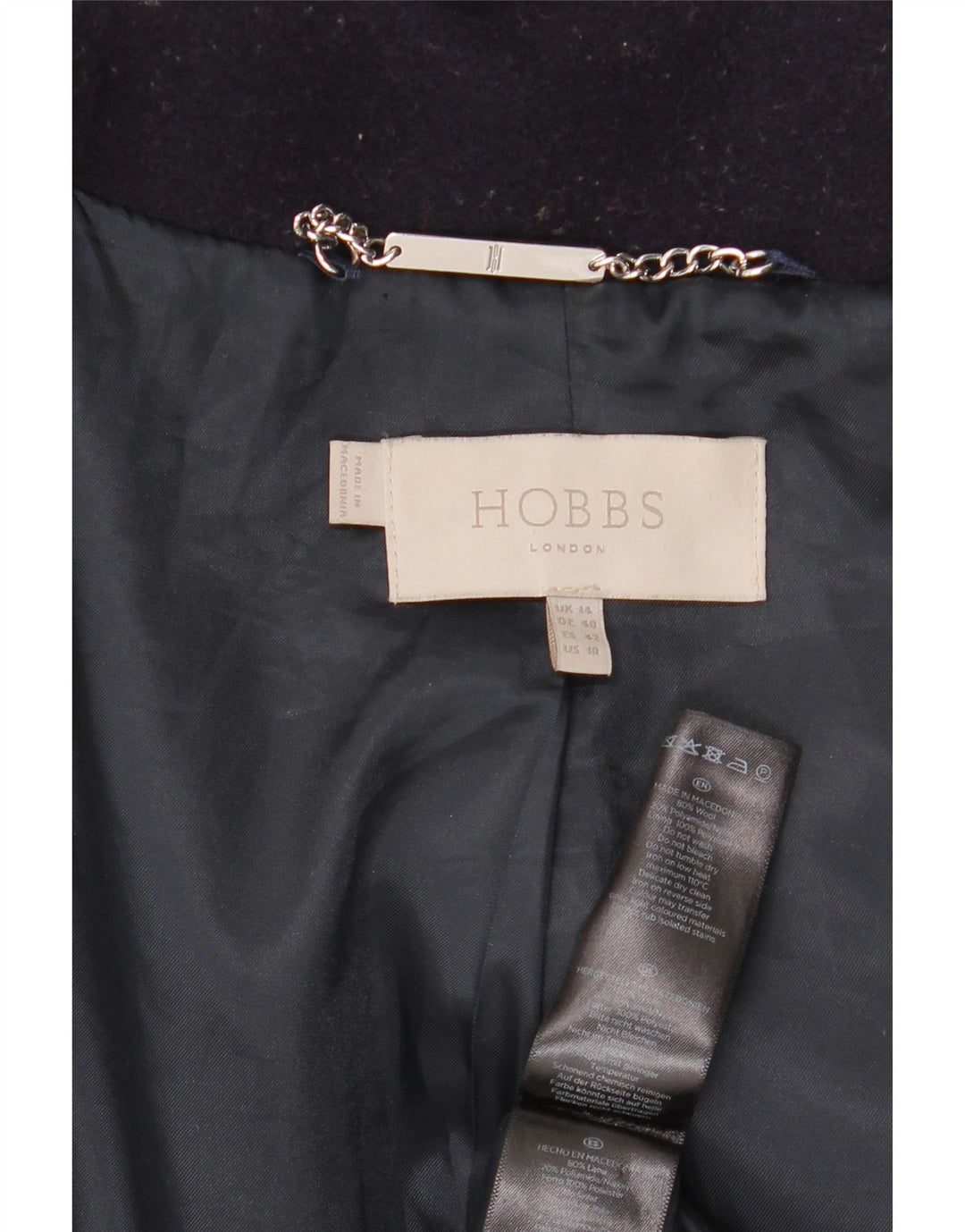 Hobbs Manteau Femme UK 14 Grande Laine Violette