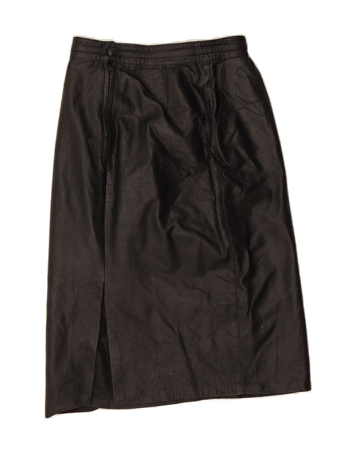 VINTAGE Womens Leather Skirt W28 Medium  Black Vintage Vintage and Second-Hand Vintage from Messina Hembry 