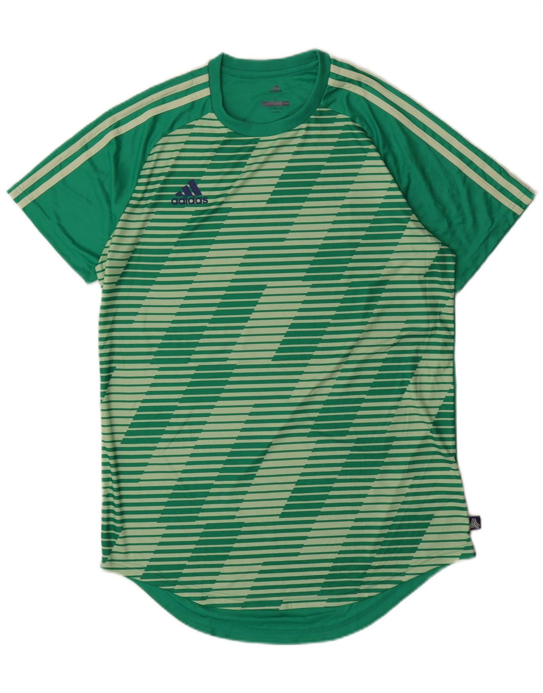 ADIDAS Hommes Climalite T-Shirt Haut Grand Vert Rayé Polyester