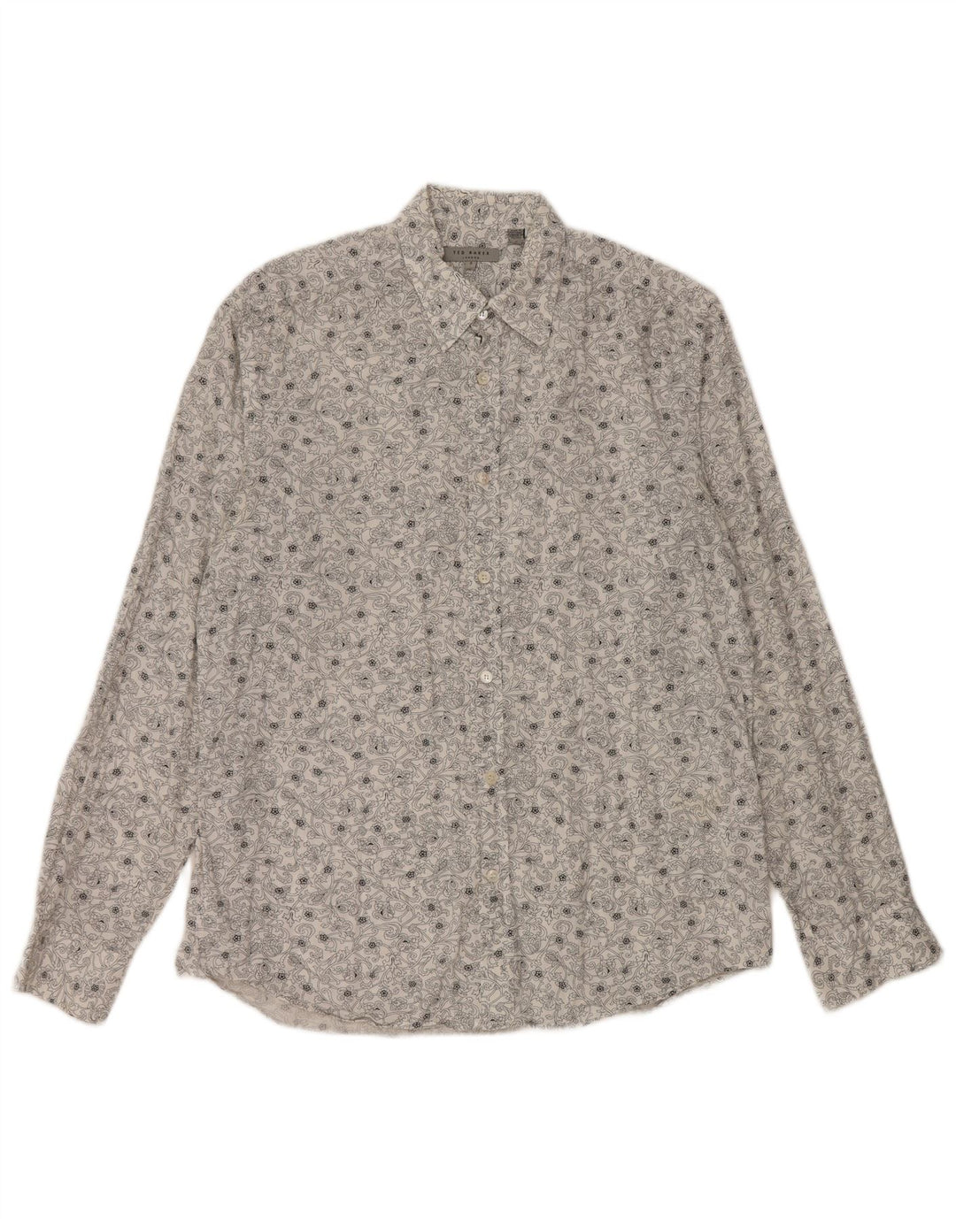 TED BAKER Chemise Homme Taille 3 Coton Floral Blanc Moyen